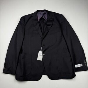 Bensol Blazer Mens 46 Regular Charcoal Gray Wool Trim Easy Suit Jacket Classic